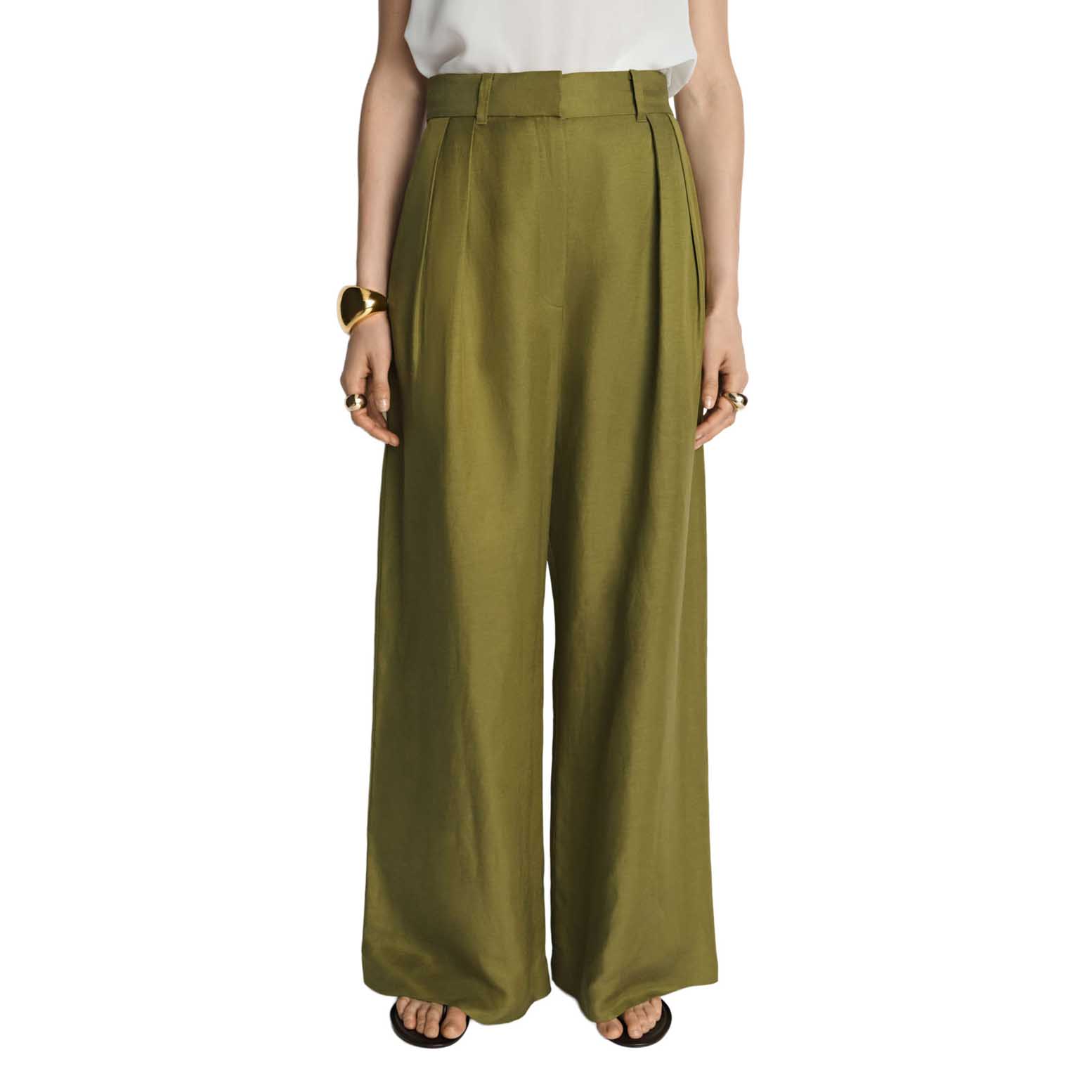Veronika Maine Drapey Viscose Linen Wide Leg Pant